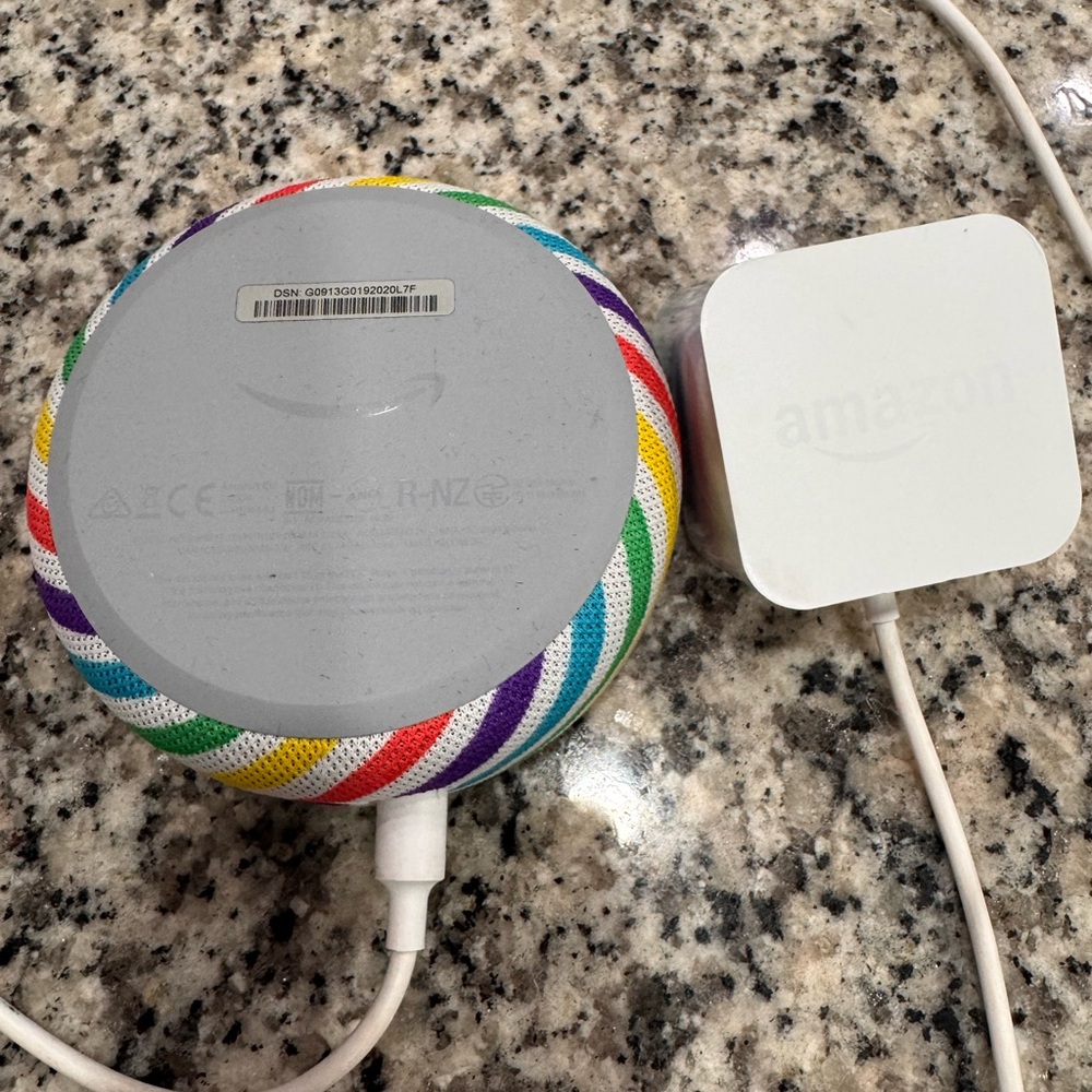 Amazon Echo Dot with Colorful Fabric Design